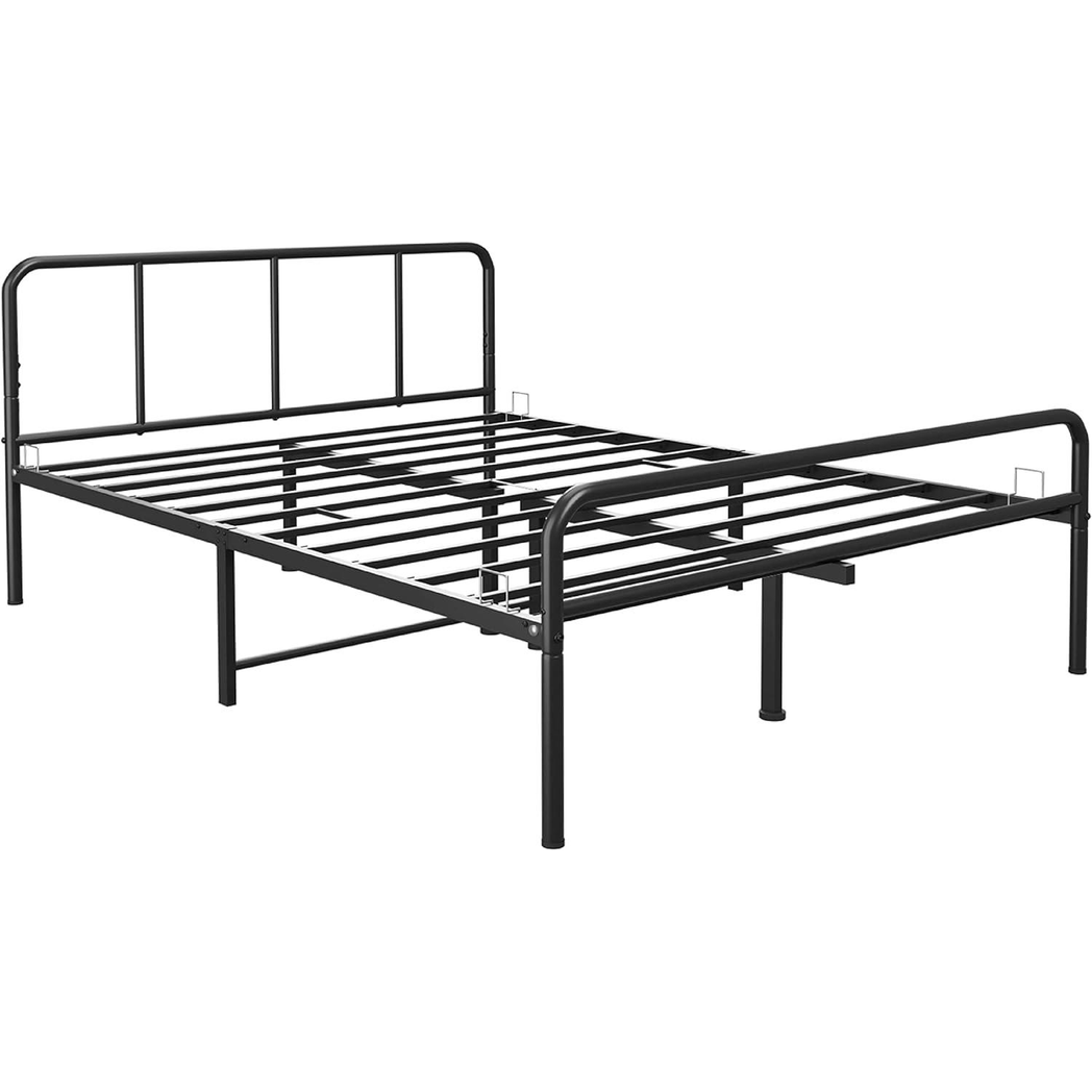 Extra Strong Double Metal Bed Frame with Rounded Head and Foot Board In Black - Improved House of Home