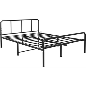 Extra Strong Double Metal Bed Frame with Rounded Head and Foot Board In Black - Improved House of Home