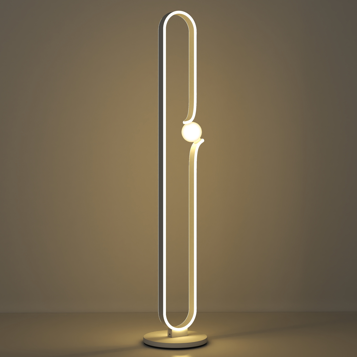 HOMCOM Dimmable LED Floor Lamp with Glass Night Light, Foot Switch, White HOMCOM