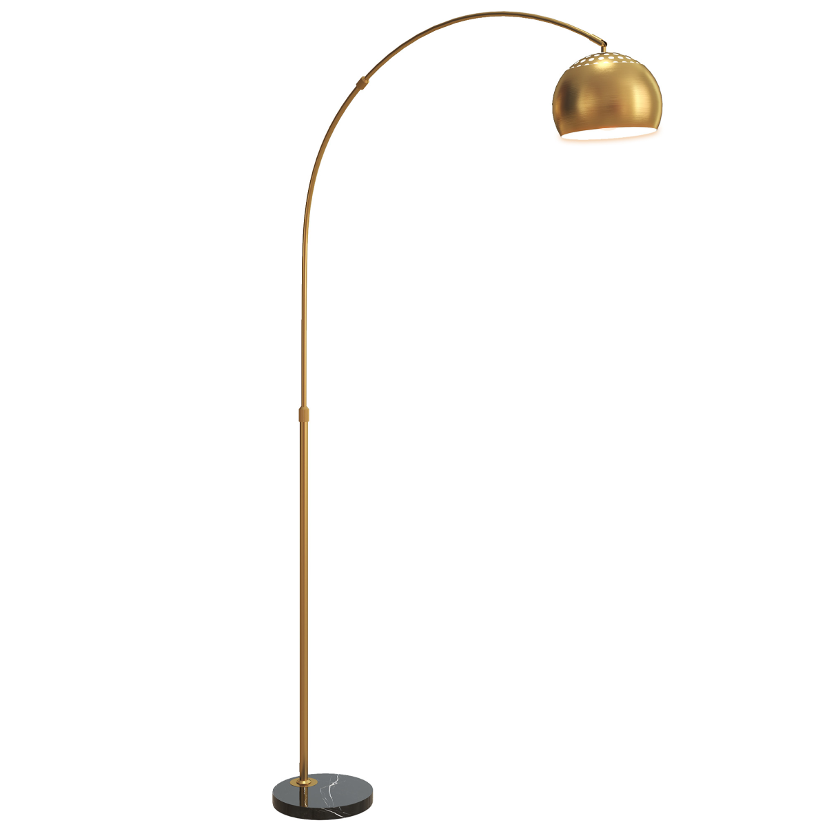 HOMCOM Arc Floor Lamp for Living Room, Free Standing Tall Lamp, Gold Tone
