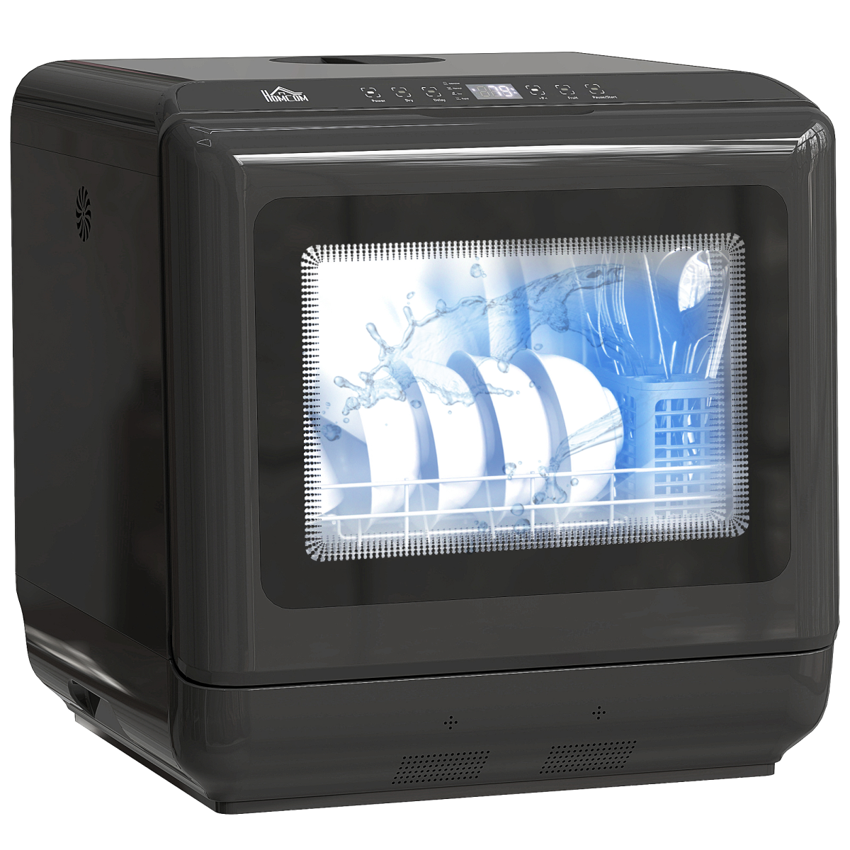 HOMCOM Countertop Dishwasher with Dual Water Supply and 6 Programs, Black HOMCOM