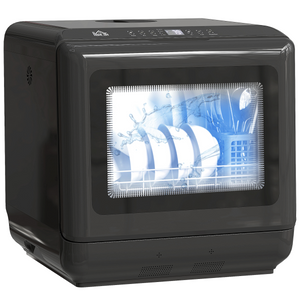 HOMCOM Countertop Dishwasher with Dual Water Supply and 6 Programs, Black HOMCOM