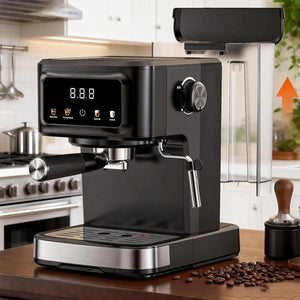 Kismile Espresso Machine 15 Bar Automatic Maker, Milk Frother, Steam Wand, 1.5L Water Tank, Commercial-Grade Boiler for Latte & Cappuccino