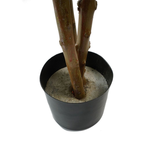 17cm Ceramic Blue Stripe Planter with Artificial Succulent Plant Leaf