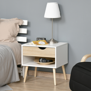 Bedside Table with Drawer and Shelf, Modern Nightstand, End Table HOMCOM