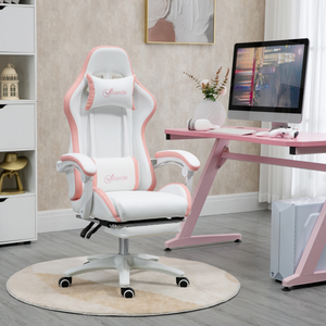 Vinsetto Racing Style Gaming Chair with Reclining Function Footrest, Pink Vinsetto