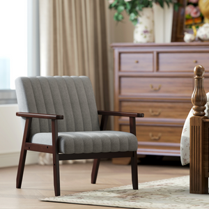 HOMCOM Modern Accent Chair Upholstered Armchair for Bedroom Living Room Grey HOMCOM