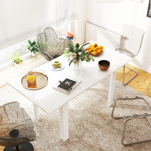 HOMCOM Extendable Dining Table, Seats 4-6 People, High Gloss White HOMCOM