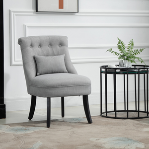 Fabric Single Sofa Dining Chair Upholstered W/ Pillow Solid Wood Leg Living Room HOMCOM