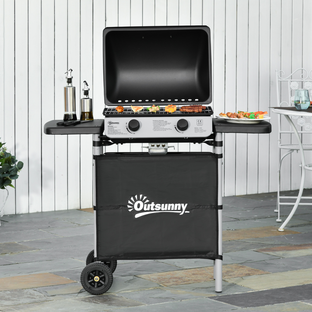 2 Burner Gas Barbecue Grill Propane Gas BBQ 5.6 kW Outsunny