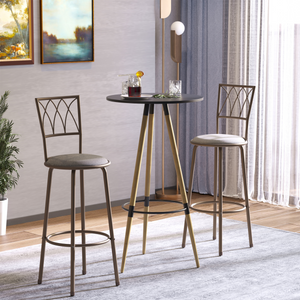 Set of 2 Bar Chairs Swivel Armless Upholstered Metal Frame Barstools Unbranded