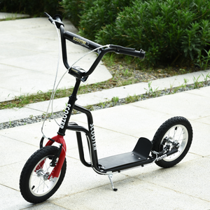 HOMCOM 75-80cm Kids Kick Scooter Adjustable Handlebar Inflatable Wheels Black Unbranded