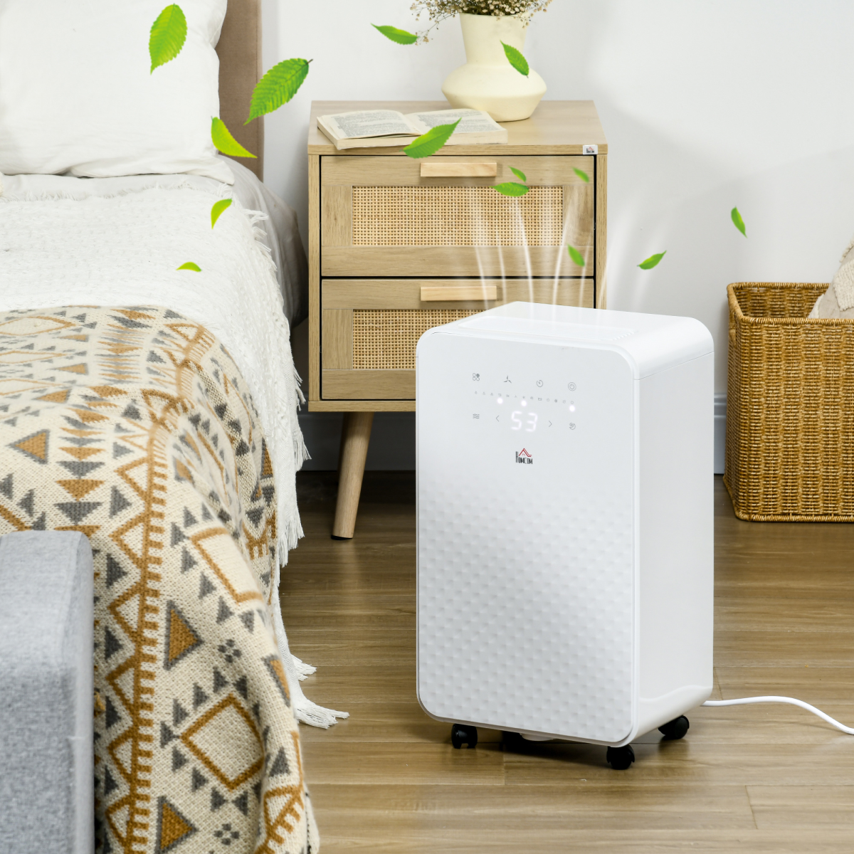 HOMCOM 10L/Day Protable Quiet Air Dehumidifier with Purifier, Timer, 5 Modes HOMCOM