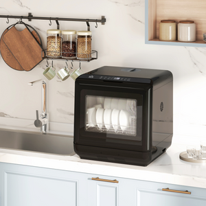 HOMCOM Countertop Dishwasher with Dual Water Supply and 6 Programs, Black HOMCOM