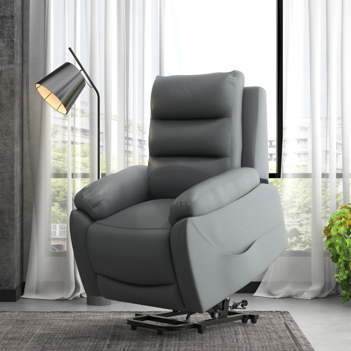 HOMCOM Power Lift Recliner Chair Reclining Armchair for Living Room, Grey HOMCOM