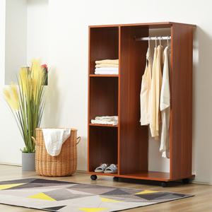 Open Wardrobe W/ Clothes Hanging Rail-Walnut HOMCOM