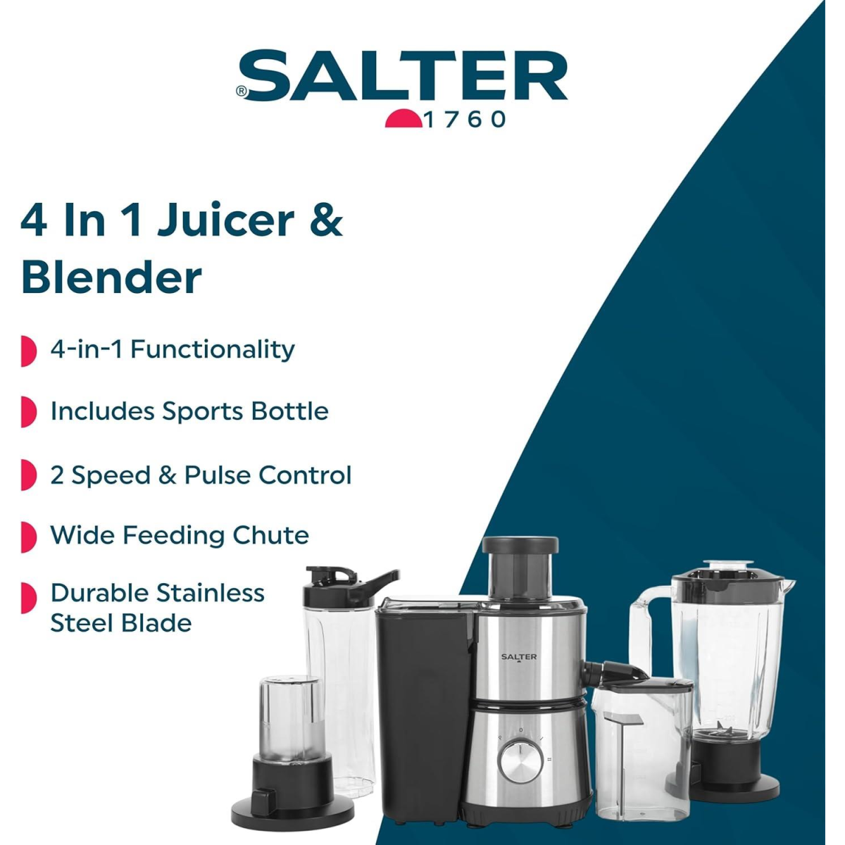 Salter 4 in1 Fruit Juicer & Smoothie Maker 400W Salter