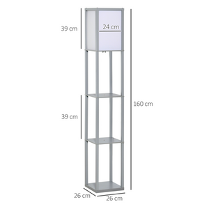 4-Tier Floor Lamp, Floor Light with Storage Shelf, Grey 3-Tier HOMCOM