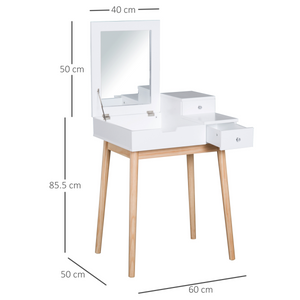 Dressing Table Desk Flip-up Mirror 2 Drawers Bedroom Makeup White HOMCOM Unbranded