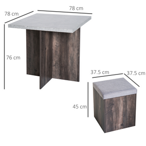 5Pcs Garden Wooden Dining Table Set Particle Removable Lid Board Chair Seat-Grey HOMCOM