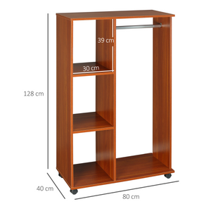 Open Wardrobe W/ Clothes Hanging Rail-Walnut HOMCOM