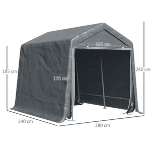 Storage Tent, Heavy Duty Metal Frame 2.8x2.4x2.4m, Dark Grey Outsunny
