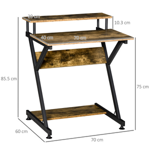 Computer Desk with Monitor Shelf and Storage, R Shaped Brown HOMCOM