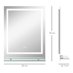 kleankin Dimmable Bathroom Mirror with LED Lights, 3 Colours, Defogging Film kleankin