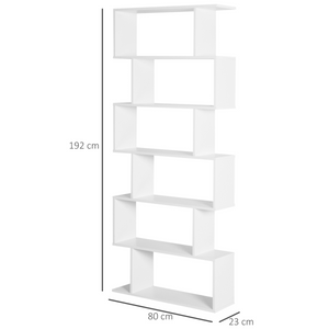 Particle Board 6-Tier Asymmetrical Shelving Unit White HOMCOM