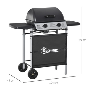 2 Burner Gas Barbecue Grill Propane Gas BBQ 5.6 kW Outsunny