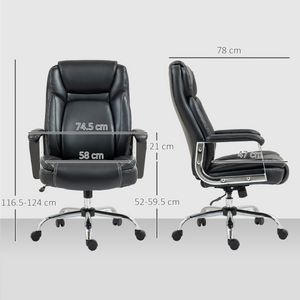 HOMCOM Faux Leather Desk Chair with Adjustable Height, 227kg 500LBS, Black HOMCOM