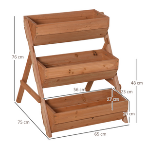 Outsunny 3 Tier Raised Garden Bed Wooden Elevated Planter Box Kit, Brown Outsunny
