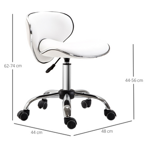 Office Chair Beauty Salon Rolling Technician Stool Chair Low Back White HOMCOM Unbranded