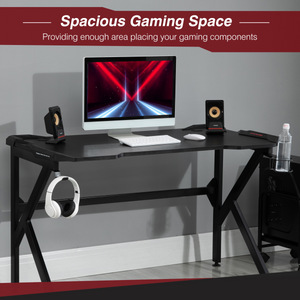 Spacious Gaming Desk Home Racing w/ Steel Frame Cup Headphone Holder Hook HOMCOM