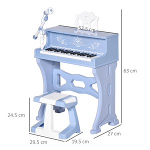 HOMCOM 37 Key Keyboard Battery Piano Kids Microphone Stool Educational Game HOMCOM