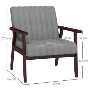 HOMCOM Modern Accent Chair Upholstered Armchair for Bedroom Living Room Grey HOMCOM