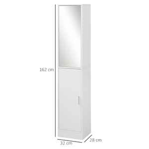 kleankin Tall Mirrored Bathroom Cabinet Tallboy Unit w/Adjustable Shelf White Unbranded