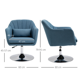 HOMCOM Stylish Retro Linen Swivel Tub Chair Steel Frame Cushion Seat Blue HOMCOM