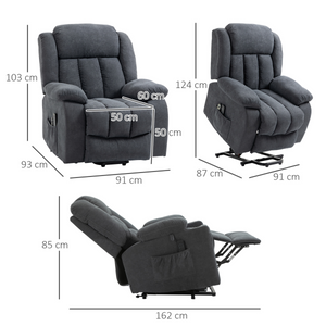 HOMCOM Heavy Duty Riser and Recliner Chair Lift Chair for the Elderly Dark Grey HOMCOM