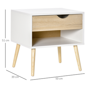 Bedside Table with Drawer and Shelf, Modern Nightstand, End Table HOMCOM