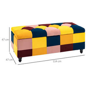 114 x 47 x 47cm Velvet Storage Ottoman, Button-tufted Footstool Box HOMCOM