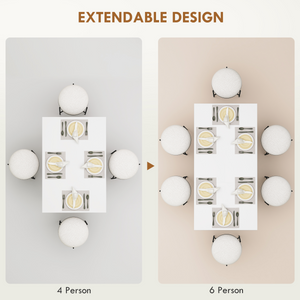 HOMCOM Extendable Dining Table, Seats 4-6 People, High Gloss White HOMCOM
