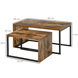 HOMCOM Set of 2 Coffee Tables, Side Table, Tea Table for Living Room Bedroom Unbranded