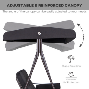 Outsunny 3 Seater Garden Swing Chair Patio Swing Bench w/ Cup Trays Black Outsunny