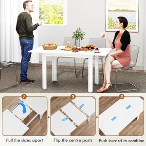 HOMCOM Extendable Dining Table, Seats 4-6 People, High Gloss White HOMCOM