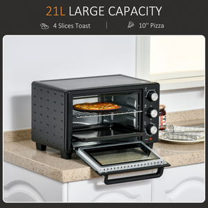 Mini Oven, 21L Grill, Toaster Timer, Baking Tray and Wire Rack, 1400W HOMCOM