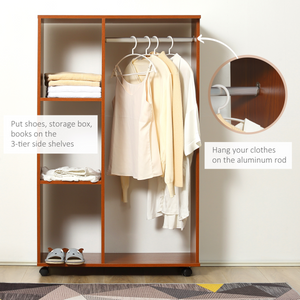 Open Wardrobe W/ Clothes Hanging Rail-Walnut HOMCOM