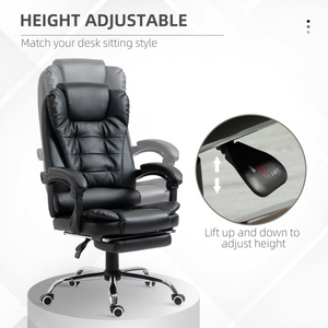 PU Leather Home Office Chair High Back Computer Chair with Swivel Wheels Black HOMCOM
