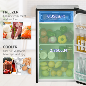 91L Freestanding Under Counter Fridge with Chiller Box Reversible Door Black HOMCOM