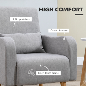 Nordic Leisure Lounge Sofa Accent Chair with Pillow for Bedroom Grey HOMCOM